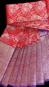 Red and Purple Kanchipuram Silk Saree